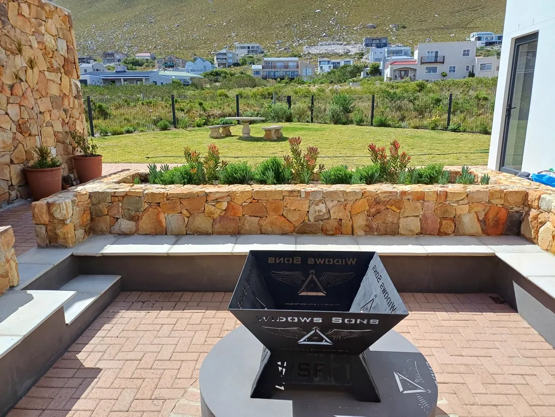 After: Before and after of a stone seating area